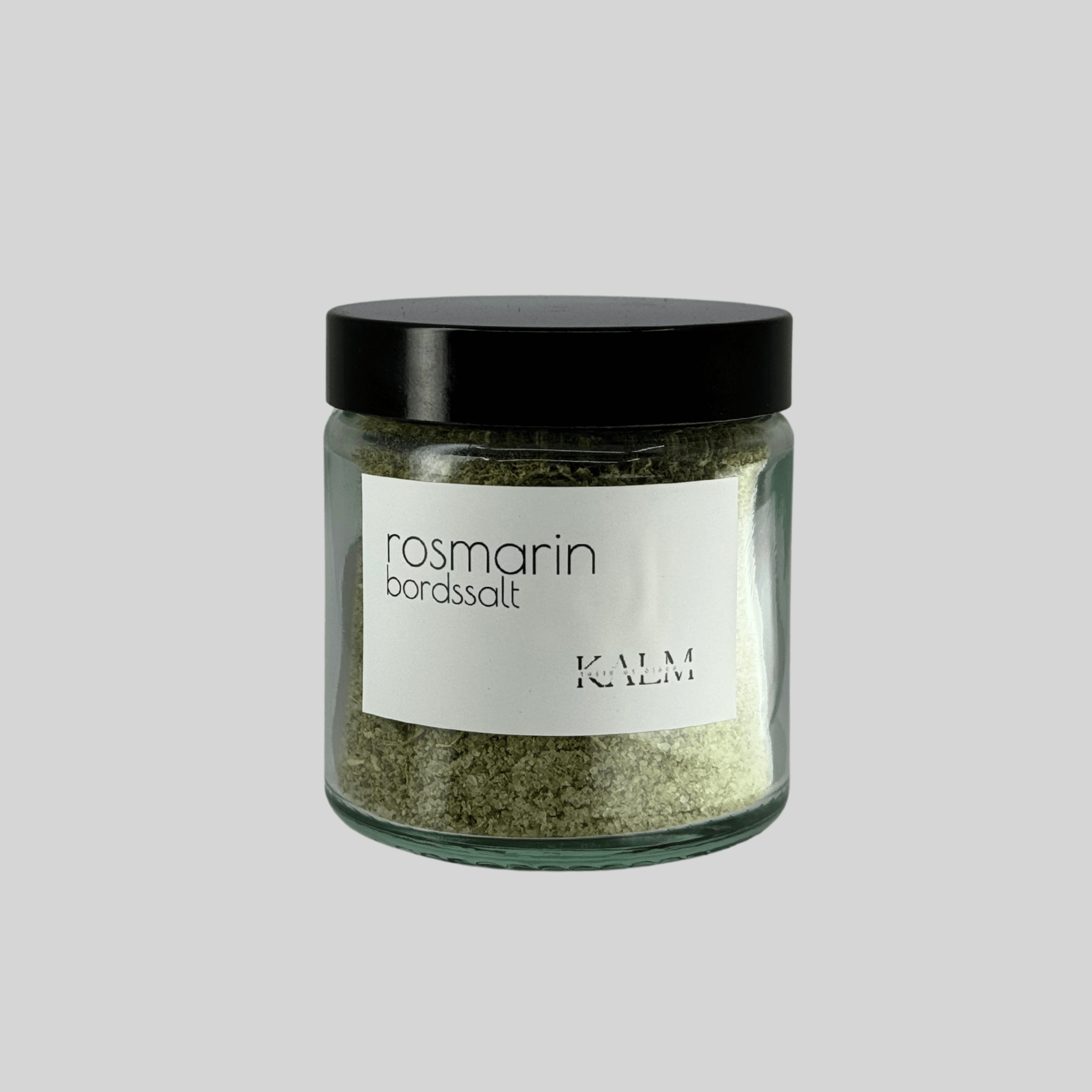 Burk med Rosmarin bordssalt från Kalm Taste – handgjort örtsalt med Ölandsodlad rosmarin och havssalt, perfekt till lamm, kyckling och potatis